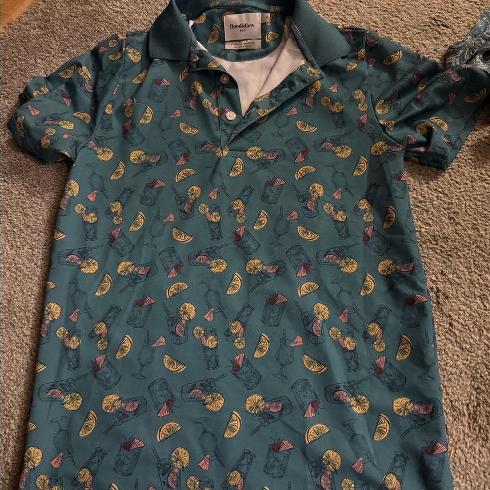 Goodfellow & Co Green Polo with Fruit Print